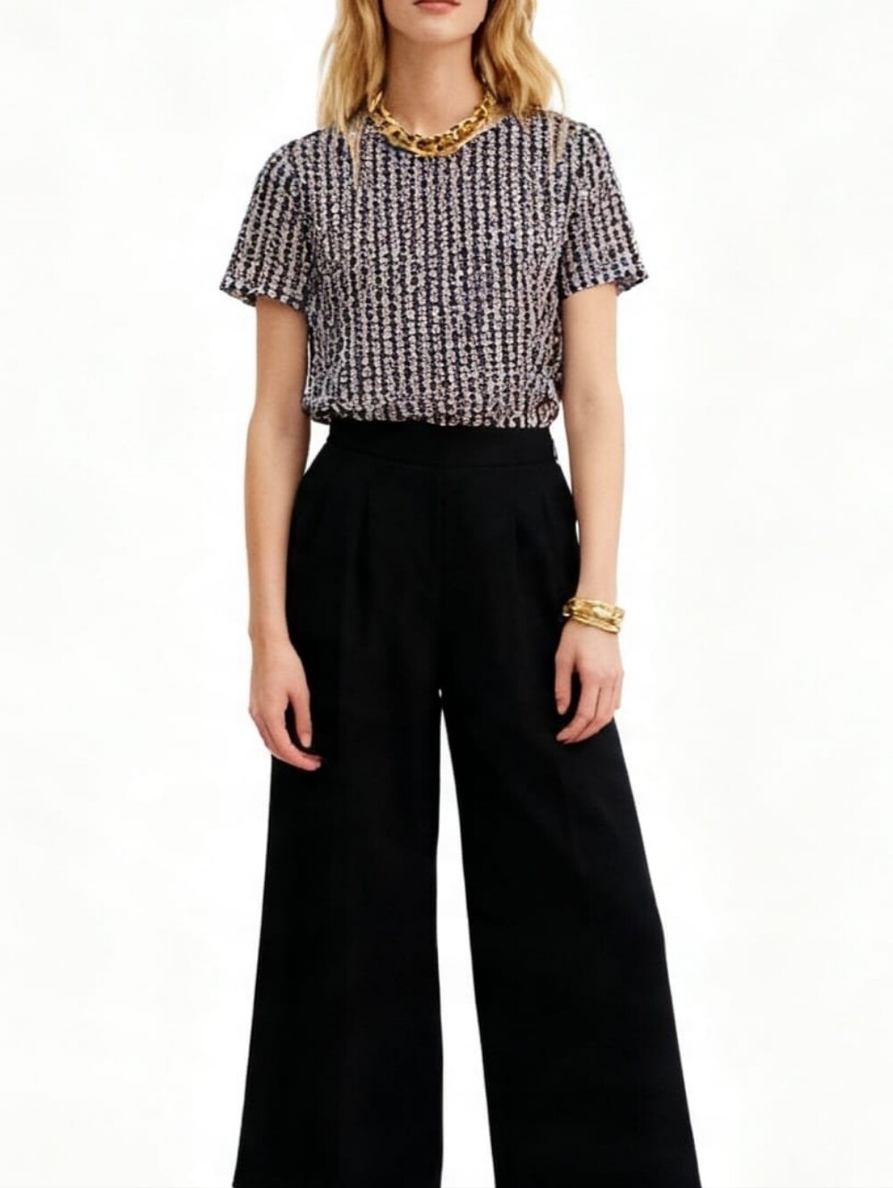 NEW! Tory Burch Basketweave T- Shirt Size M